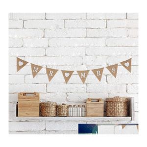 Bannervlaggen Personaliseer nummer 09 Party Diy Jute Banners Candy Bar Bruiloft Verjaardag jute Bunting Baby Shower Decoration Supplies OTUF5