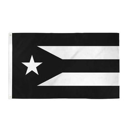 Banner vlaggen Puerto Rico vlag Zwart witte banner protest geborduurd 90x150cm polyester