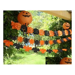 Bannière Drapeaux Py Halloween Guirlande Bruant Chauve-souris Citrouille Fantômes Araignée Décorations De Fête Discothèque Bar Papier Décor 118 pouces Drop Livraison Dhng5