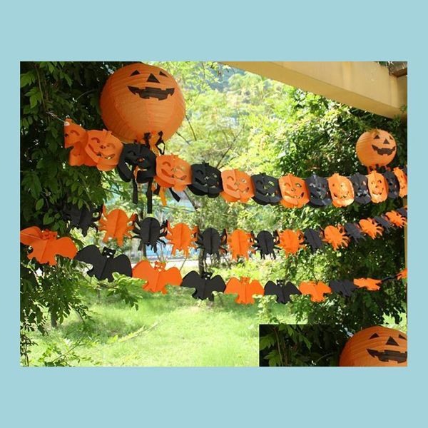 Banner Banderas Py Halloween Guirnalda Empavesado Murciélago Calabaza Fantasmas Araña Decoraciones para fiestas Discoteca Bar Decoración de papel 118 Pulgadas Entregar Dhey7