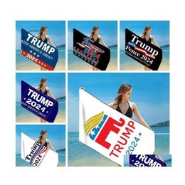 Banner Flags Fabric rapide Tissu de bain Baignoire serviettes de plage Président Trump Trump Towel 2024 US IMPRIGING MAT SAND COUVRES POUR LA DOUCHE DE VOYAGE DHH95 0422 JJ 5.15