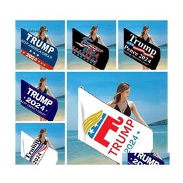 Banner Flags Fabric rapide Tissu de bain Bath Back Plack Towels Président Trump Trump Towel US Printing Mat Sand Couvertures pour la douche de voyage nage DHH