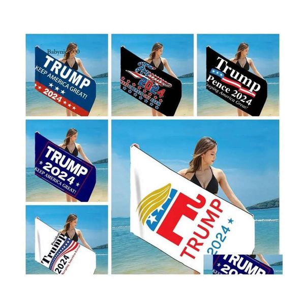 Banner Flags Fabric rapide Tissu de bain Baignoire serviettes de plage Président Trump Trump Towel US Printing tapis de sable de sable pour la douche de voyage nage DHH 0508