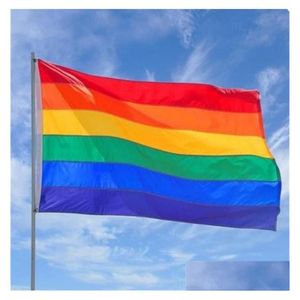 Bannière Drapeaux Rainbow 90X150Cm Lesbian Gay Pride Polyester Drapeau Articles De Fête 100 Pcs Drop Delivery Home Garden Festive Dhsa1