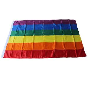 Drapeaux de bannière Drapeau arc-en-ciel 3x5ft 90x150cm Gay Pride Polyester Colorf Lgbt Lesbian Parade Décoration VT0517 Drop Delivery Home Garden Dhuu8