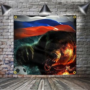 Banner vlaggen Rusland beren vlagbanner polyester 120*120cm huizendecoratie hangen aan de muur 4 doorvoercommets aangepaste vlag indoor indoor USSR Sovjetunie G230524