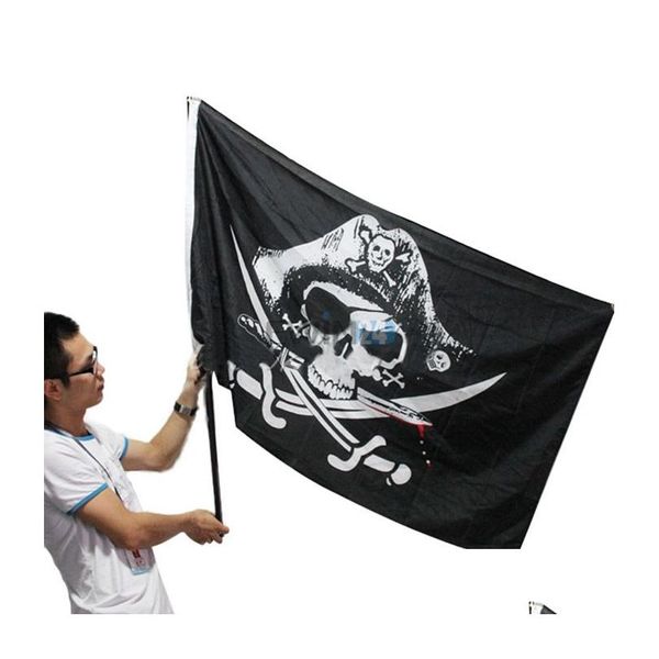 Drapeaux de bannière vendant 3x5 pieds Skl et crossbones sabres épées Jolly Roger drapeaux de pirate avec œillets décoration livraison directe maison Dha7H