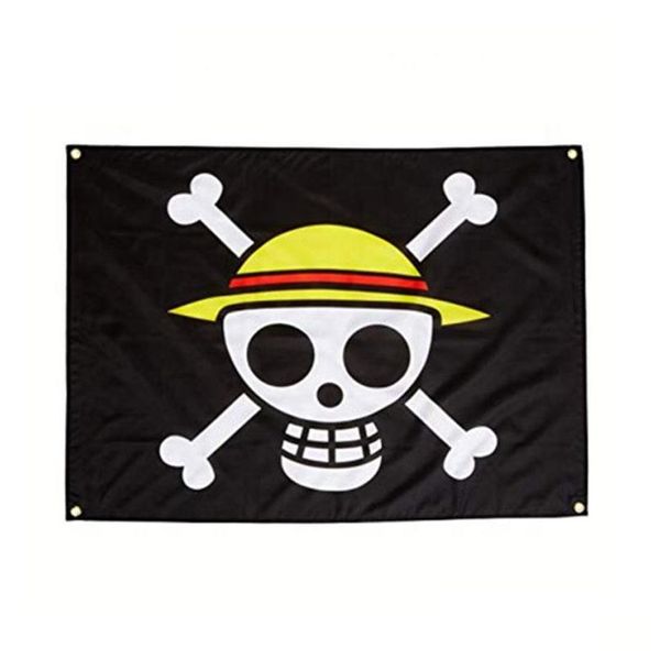 Banner Flags Skl Pirate Flag One Piece 3X5Ft con dos cuchillos cruzados 90X150 Cm para el hogar o la decoración del barco Drop Delivery Garden Festive Dhltp