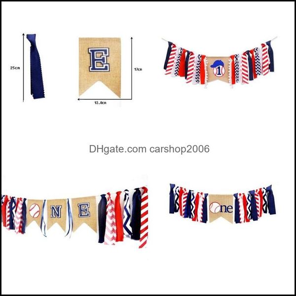 Banner Flags Sports Baseball The Party Banner Linen Cloth Letters One PL Flag Banners For Child Birthday SUP CARSHOP2006 DHA9B