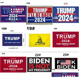 Banner vlaggen Stock 150 cm Trump 2024 Flag U S Presidentiële campagne 3x5ft voor Home Garden Yard 13 Styles Wholesale Drop Delivery Fest Dhyuz