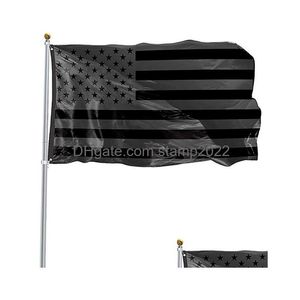 Banner vlaggen Stock 3x5ft Black American Flag Polyester Geen kwartaal zal de US USA Historical Protection Dubble-Sided Indoor Out Dhcjh krijgen