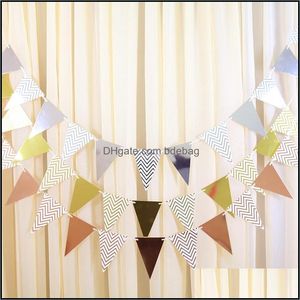 Banner Flags String of Flags Wedding Célébration Arrangement d'anniversaire Décorer Dégionning Banner Paper Quality Pennant Factory Direct Se Dhafv