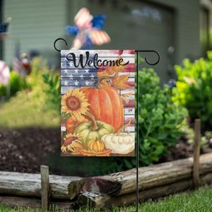 Banner Flags Thanksgiving Day Pumpkin Welcome Garden drapeau imprimé double élan extérieur