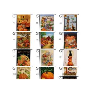 Bannière Drapeaux Thanksgiving Deorations Drapeau De Jardin Halloween Double Impression Citrouille Suspendue Décoration De Fête À La Maison Bienvenue 47X32Cm Drop D Dhvwo