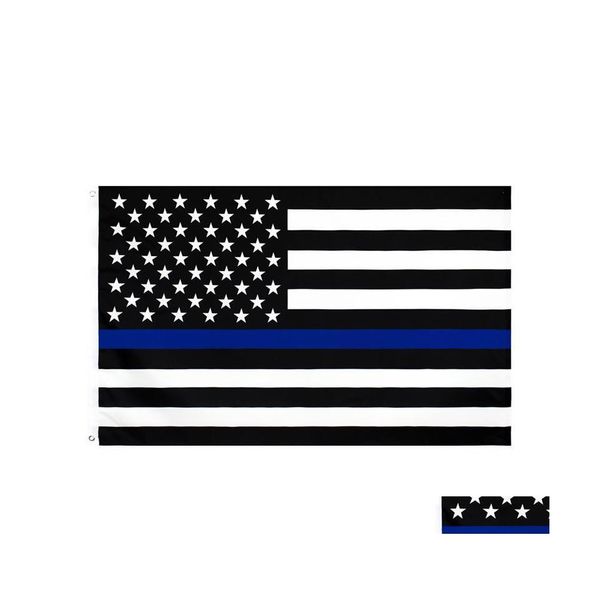 Banner Flags Thin Blue Line Flag Policía estadounidense 3X5Ft EE. UU. Elección general País para los fanáticos de Trump Entrega de la gota Hogar Jardín Festivo Dh6Zr