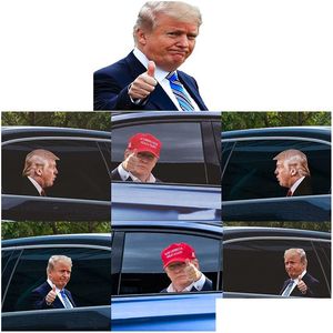 Banner Flags Trump 2024 Car Autocollant Car Party Supplies U.S Élection présidentielle PVC CARS Autocollants Windows 25x32cm Drop Livil