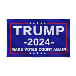 Banner Flags Trump 2024 drapeau 3x5 Les votes de fabrication comptent à nouveau de haute qualité suspendue National American USA Double Coux Drop livraison Home OTQA1