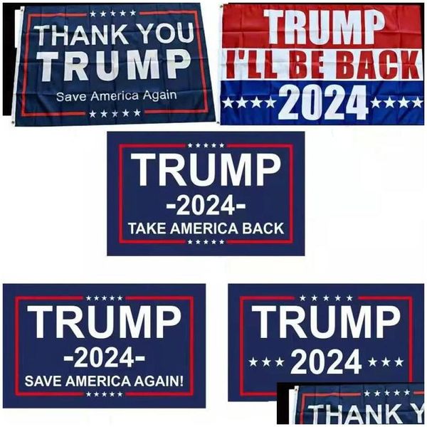 Banner Flags Trump 2024 Flag Élections générales américaines 2 Cuivre Grommets Remporte l'Amérique Polyester Outdoor Decoration intérieure 90x150cm / Dhnmo