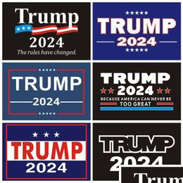 Banner vlaggen Trump 2024 Amerikaanse presidentiële campagnesticker Donald Car Bumper Stickers Drop Delivery Home Garden Feestelijke feestverlening Dh0pj