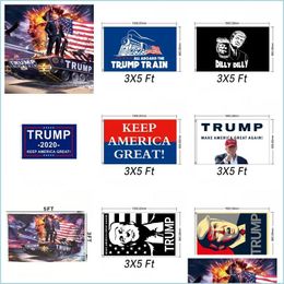 Bannière Drapeaux Trump Tank Drapeau Donald John Banner Usa President Decortive Train Keep America Great Divers Styles 12Wf F1 Drop Deliver Dhvat