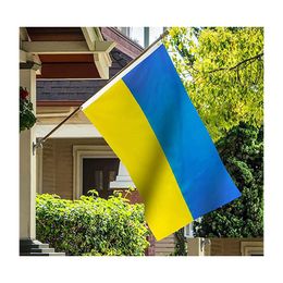 Banner vlaggen Oekraïne vlag 3ftx5ft Oekraïense nationale vlaggen polyester met messing doorvoertuums 3x5 voet 2302 t2 drop levering home tuin dhami dhami