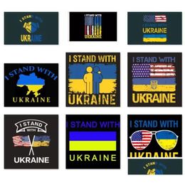 Banner Flags US 3x5 ft Party Flag Support Ukrainien Je me tiens avec l'Ukraine pour la décoration intérieure en plein air Polyester DHS Drop Livrot Home G Dhogk