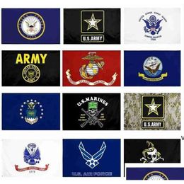 Banderas de pancarta Bandera del ejército de EE. UU. Usmc 13 estilos Venta al por mayor directa de fábrica Fuerza aérea Skl Gadsden Camo Banner Marines Zz Entrega directa a casa Gard Otzae