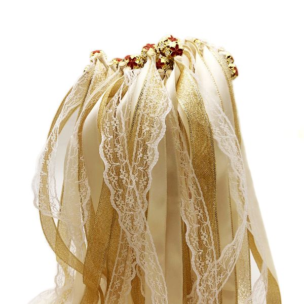 Bannière Drapeaux Mariage Ruban Baguettes Glitter ruban Dentelle Streamer Fée Ruban Bâton Avec Cloches Fête D'anniversaire Ruban Baguettes De Mariage Décoration 230727