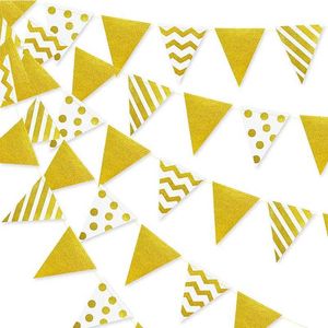 Banner Flags White Ord Wedding Decorations Triangle Pennant Banner Pointer Paper Foil Polka Dot Stripe Party Flag Bunting Garland Streamers