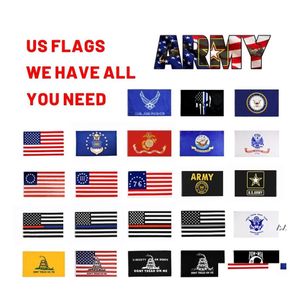 Drapeaux de bannière en gros 3X5Ft drapeau américain américain US Army Airforce Marine Corp Navy montrant votre patriotisme décoration maison Paa13133 D Otwrn