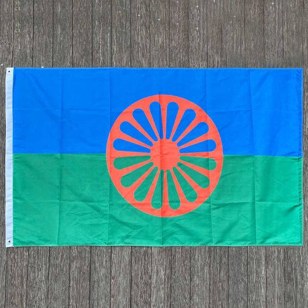 Bannière Drapeaux xvggdg drapeau personnalisé 90 * 150cm Rom Gypsy Drapeau Du Peuple Romani Polyester drapeau G230524