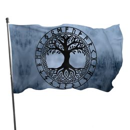Banner Vlaggen Yggdrasil Boom Runen Vlag Viking Levensboom Vlaggen Noorse Mythologie Gift Opknoping Banner Home Decor 230707