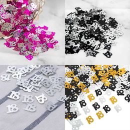 Banners Streamers Confetti 15G / SAG Age 18 ans Happy Birthday Sequin Confetti Table Scorts Numéro Digital 18 Anniversary Party Gift Decorations D240528