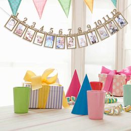 Banners Streamers Confetti 1er anniversaire Baby Photo Banner Growing Record 1-12 mois Photo Prophes Monthly Milestone Photo Bunting for First Birthday Celeb D240528