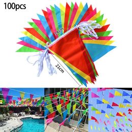Banners Streamers Confetti 50m Triangle multicolore Flags Bunting Party Banner Triangle Garland pour la maternelle Home Garden Wedding Shop Street Decor D240528