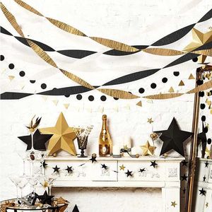Banners Streamers Confetti Black Gold Birthday Party Streater Rolls Decoration Paper Paper Gold Garland pour Noël Nouvel An Baby Bridal Shower Backdrop décor D240528