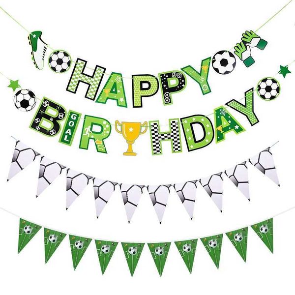 Banners Streamers Confetti Football Soccer Sports Theme Papier Garland Bunting Banner Baby Shower Kid Boys Birthday Party Force Decoration Decoration Flag D240528