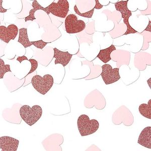Banners Streamers Confetti Glitter Rose Gold Pink White Heart Confetti For Engagement Wedding Baby Shower Bachelorette Birthday Party Table Decoration D240528