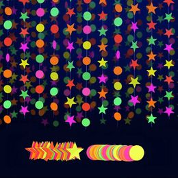 Banners Streamers Confetti Glow in the Dark Party suministra 1pc Paper UV Round Neon Garland Stars Streamers Neon Light Decorations ¡más!D240528