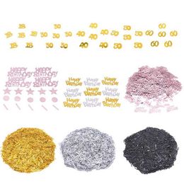 Banners Streamers Confetti Gold Silver Rose Gold 18 30 40 50 60 Digitale Confetti Happy Birthday Stars Tafel Confetti voor bruiloft Verjaardagsfeestje Tafel Decor D240528