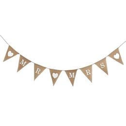 Banners Streamers Confetti Mr Mrs Love Heart Vintage Wedding Banner Jute Bunting Photo Props Marry Rustic Garland Flag Party Wedding Decoratie 5BB5801 D240528