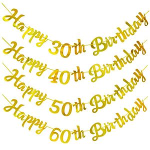 Banners Streamers Confetti Paper 30th 40th 50th 60th Happy Birthday Party Banner Man Woman 30 40 50 60 jaar oude verjaardag Garland Supplies D240528