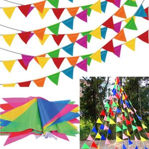 Banners Streamers Confetti Party Outdoor Decor coloré décor multicolore Pennant 100m Triangle Flags Banner D240528
