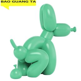 BAO GUANG TA Art Pooping Dog Escultura artística Artesanía de resina Globo abstracto Estatuilla de animal Estatua Decoración para el hogar Regalo de San Valentín R13185