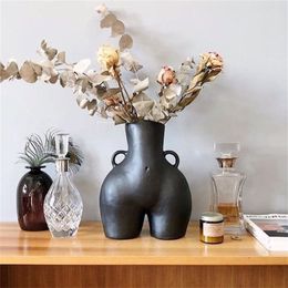 BAO GUANG TA Arts fille buste Vase décor intérêt cul Statue femme modèle Pot de fleur décoration de la maison accessoires cadeau LJ201209247I