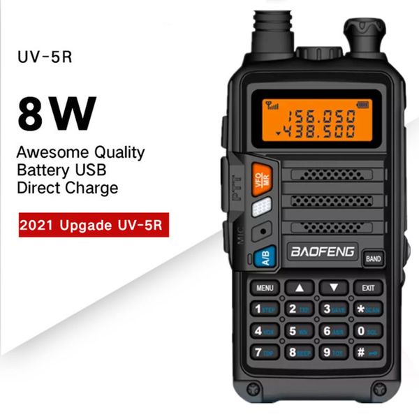 BaoFeng -5R Walkie Talkie 5R versión mejorada CB Radio hf transceptor 8W 10km doble banda UHF VHF walkie-talkies 82 UV 9R