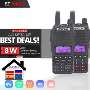 BAOFENG -82 8W WALKIE TALKIE 2 STKS Krachtige OPTIONEL 5W BAAFENG 82 WALKIE-Talkies 10 km HAM RADIO DUAL PTT 5R 9R UV-5R