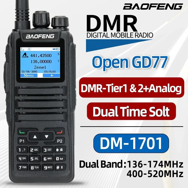 Baofeng DMR DM 1701 Digital Walkie Talkie Dual Mode Analog Radio Open Open GD77 Dual Time Slot Tier 12 Ham Radio DR 1801 240430