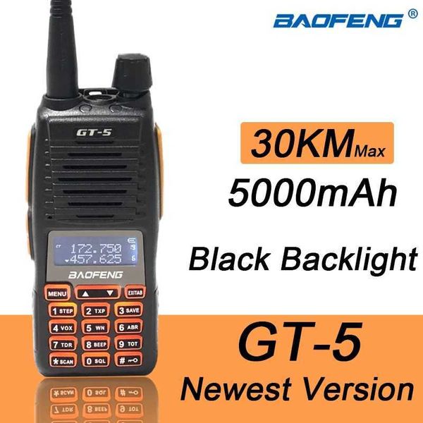 Baofeng GT-5 10W Walkie Talkie Long Range 10 km Two Way Ham Radio Dual PTT HF Tradiver Portable Radios Améliorer Nouveau