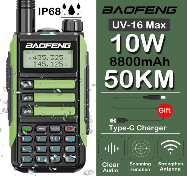 Baofeng UV 16 IP68 IPAPHERPHERPPHANT 50 km Dual Dual Band 136 174 400 520MHz walkie talkie 2208129027414